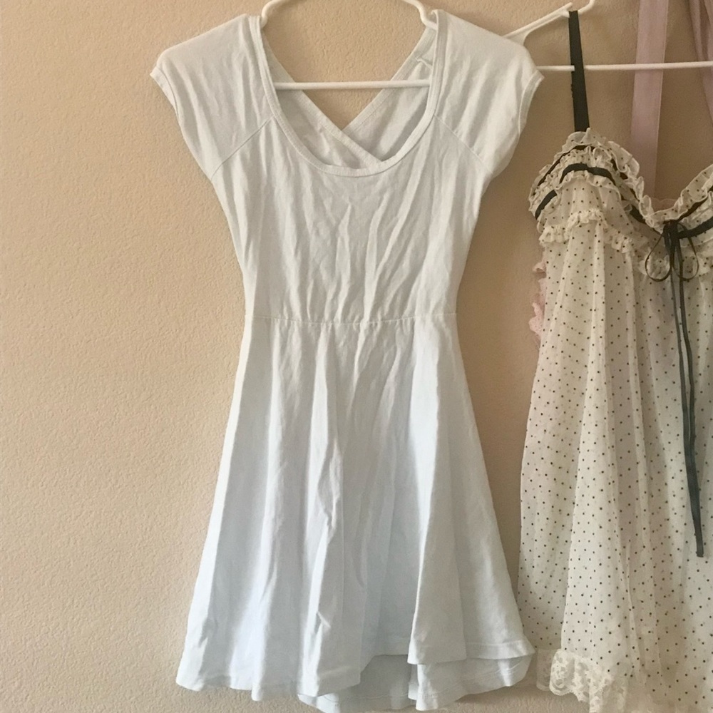 EUC Brandy Melville short sleeve skater mini dress in baby blue (RARE COLOR)